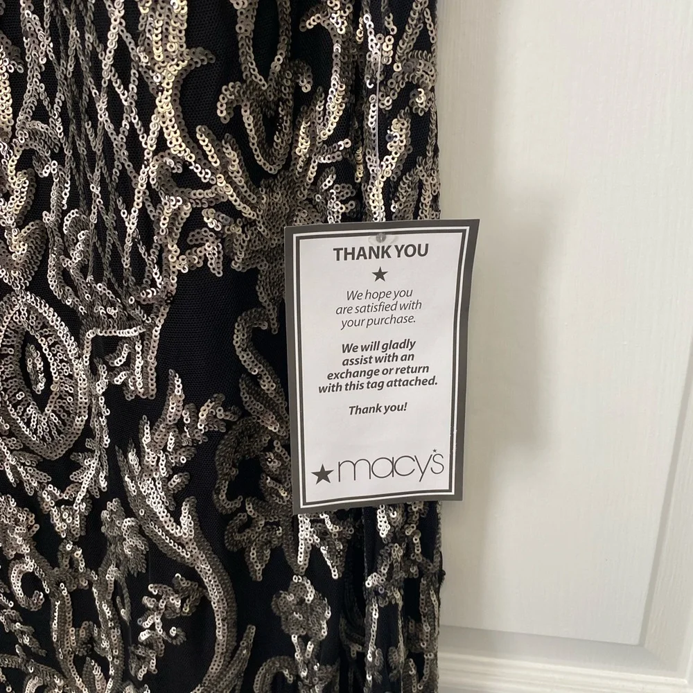 Gold Sequin Black Evening Gown - Picture 11 of 13